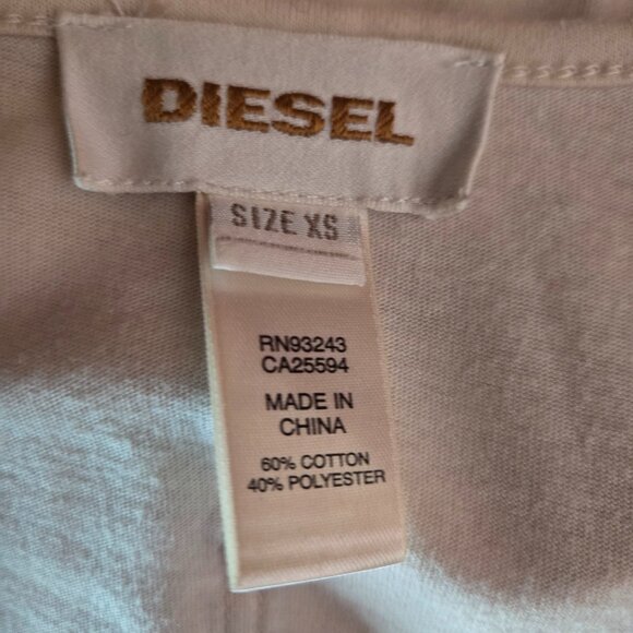 Vintage Diesel Long T shirt Top Womens Size XS Cream Off White V Neck Y2K 2000s - Picture 10 of 10
